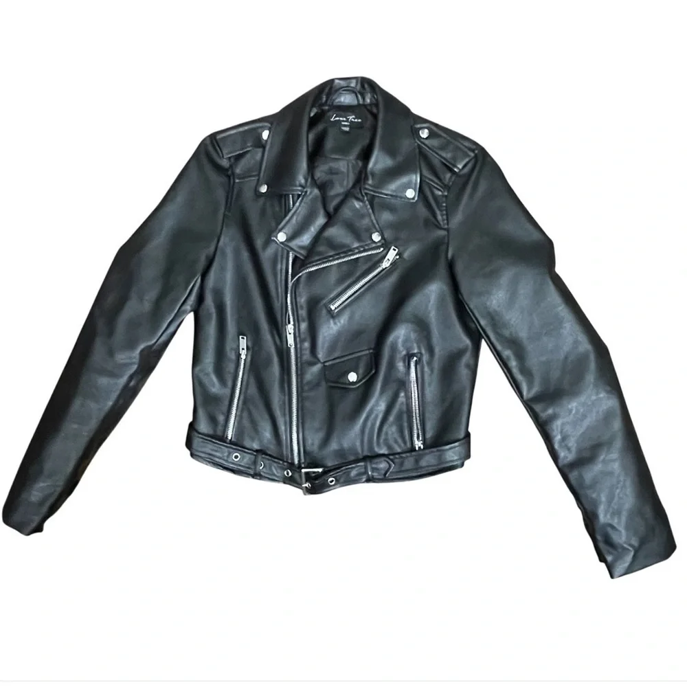 Love Tree Faux Leather Biker Moto Jacket Black, Size Women small - Picture 2 of 16